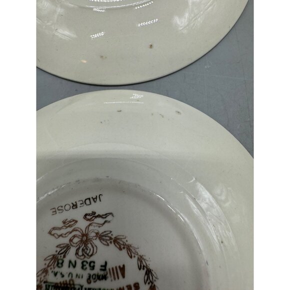 Jade Rose Crooksville Magnolia Green Trimmed Porcelain Bread Plates Set 2 READ - Picture 10 of 13